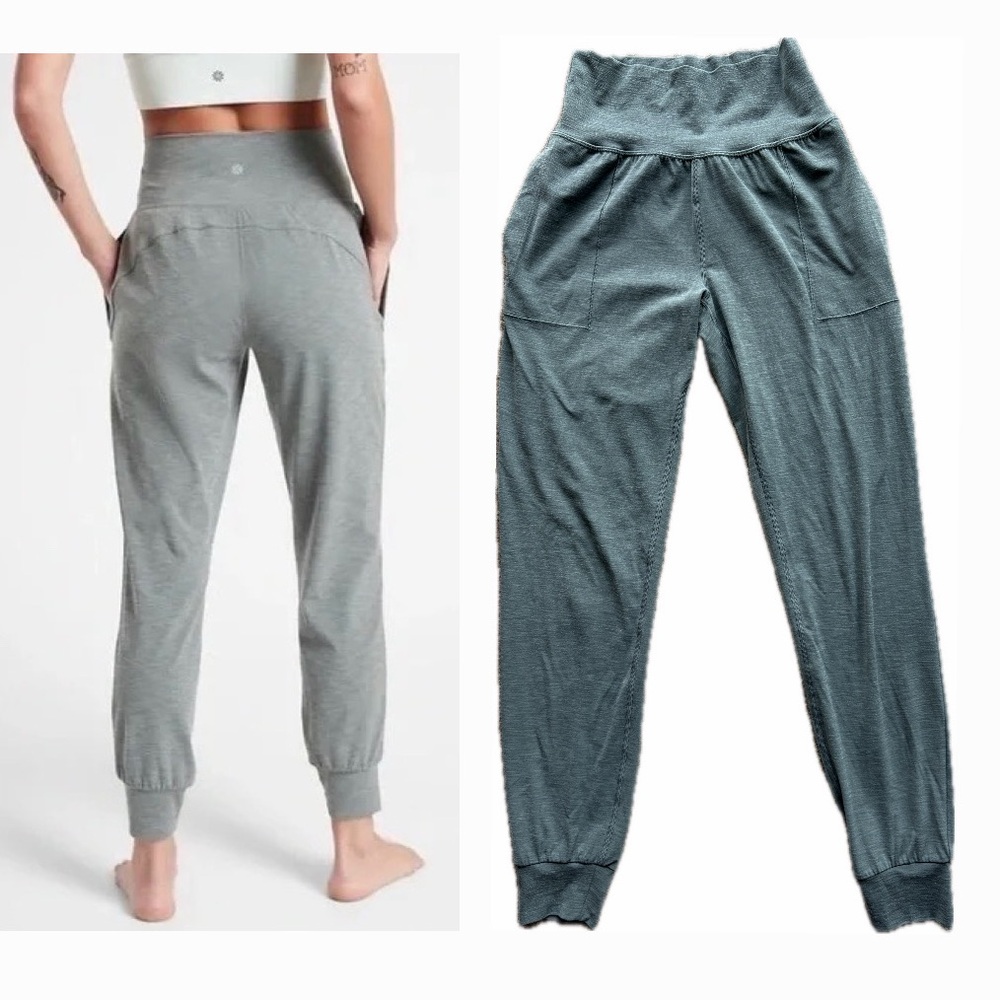 Athleta Salutation Stash Joggers Minimalist Grey Heather High Waisted XS Tall